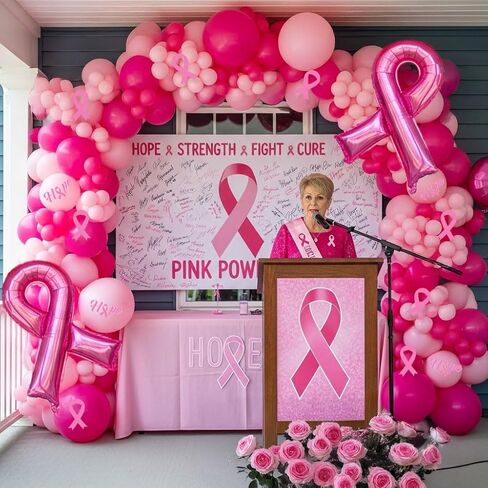 زخارف عيد ميلاد Pink Coquette 121pcs البالون أكياس مع ديكور الحفلات راية القوس والبالونات على شكل القلب للنساء in Kuwait