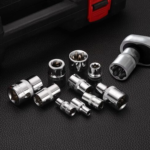 HARFINGTON 6pcs E-Torx Socket 1/4" Drive E4-E10 External Torx Deep Socket CR-V 6 Point Spline Socket Star Female Bit Socket for Auto Repairs Home Maintenance DIY Hand-making 1" Length in Saudi Arabia