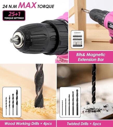 DOWELL 147 Pcs Tool Kit with 12V Cordless Drill with 3/8" Keyless Chuck for Home, Men, Built-in LED, Type-C Charge Cable in Saudi Arabia