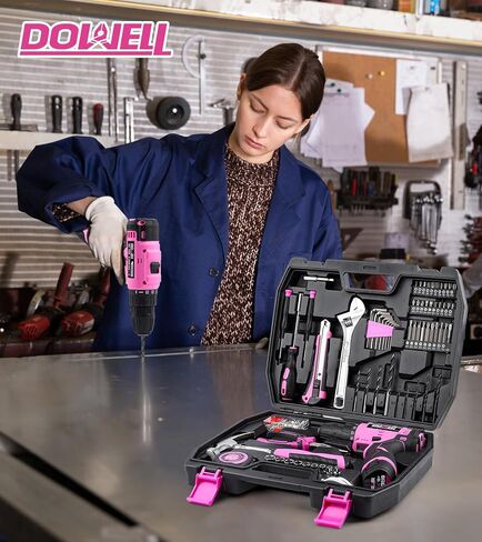 DOWELL 147 Pcs Tool Kit with 12V Cordless Drill with 3/8" Keyless Chuck for Home, Men, Built-in LED, Type-C Charge Cable in Saudi Arabia