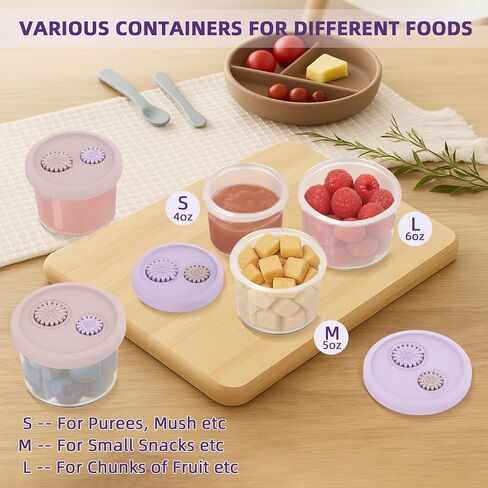 Reusable Silicone Baby Food Containers with Date-Tracking Lids | 6-Pack Shatterproof, Freezer & Dishwasher Safe | 3 Sizes Jars for Infant, Toddler, Meal Prep & Snacks in Saudi Arabia
