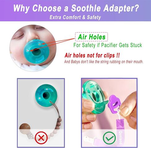 6 Pack Silicone Pacifier Clip Adapter Ring for Philips Avent Soothies, 100% Food-Grade Silicone Binky Clips Holder Adapter Rings Competible with Avent Soothie, BPA-Free Soft Flexible Safe Durable in Kuwait