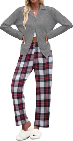 مجموعات بيجامات Ekouaer للسيدات لأسفل صالة Long Sleeve Sets Soft 2 قطعة ملابس النوم in Kuwait