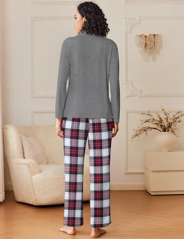 مجموعات بيجامات Ekouaer للسيدات لأسفل صالة Long Sleeve Sets Soft 2 قطعة ملابس النوم in Kuwait