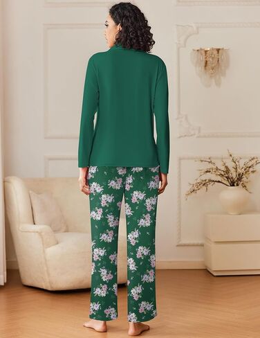مجموعات بيجامات Ekouaer للسيدات لأسفل صالة Long Sleeve Sets Soft 2 قطعة ملابس النوم in Saudi Arabia