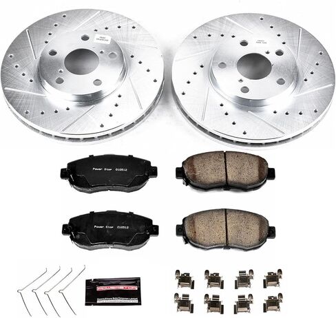 Power Stop K1077 Front Z23 Carbon Fiber Brake Pads with Drilled & Slotted Brake Rotors Kit For Lexus GS300, Lexus GS400, Lexus GS430, Lexus IS300, Lexus SC430 [Model Specific] in Saudi Arabia