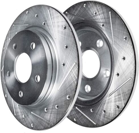 Detroit Axle - Brake Kit for 2008-2017 Honda Accord, Drilled Slotted Brakes Rotors Ceramic Brake Pads 2009 2010 2011 2012 2013 2014 2015 2016: 11.10" inch Front and 11.10" inch Rear Rotors in Kuwait