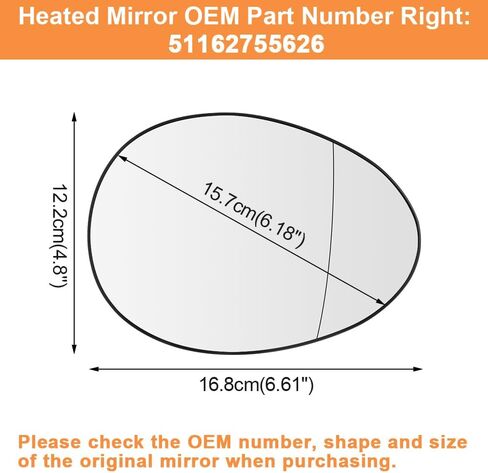 Senzeal Driver Side Heated Mirror Glass Replacement for Mini Cooper 2007 2008 2009 2010 2011 2012 2013 2014 2015 Rearview Mirror with Backing Plate Replace 51162755625 (Left Side) in Saudi Arabia