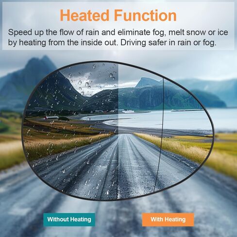 Senzeal Driver Side Heated Mirror Glass Replacement for Mini Cooper 2007 2008 2009 2010 2011 2012 2013 2014 2015 Rearview Mirror with Backing Plate Replace 51162755625 (Left Side) in Saudi Arabia