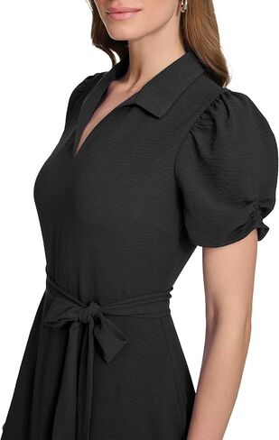DKNY Women's Short Sleeve Tie Fit & Flare Midi Dress in Saudi Arabia