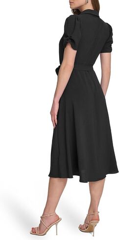 DKNY Women's Short Sleeve Tie Fit & Flare Midi Dress in Saudi Arabia
