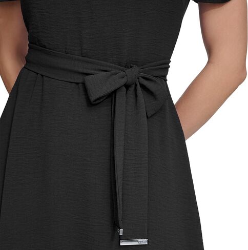 DKNY Women's Short Sleeve Tie Fit & Flare Midi Dress in Saudi Arabia