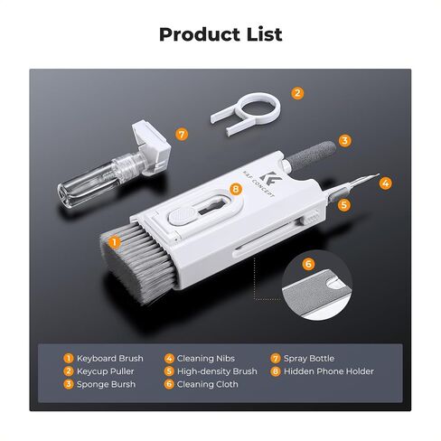 K&F Concept 32-in-1 Keyboard Cleaning Kit Laptop Cleaner - Multifunction Electronic Device Cleaner Set for Cell Phone Tablet PC Camera Keyboard Earbud in Kuwait