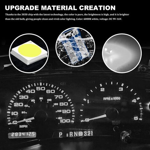 10PCS T5 LED Bulbs, Instrument Cluster Bulbs, T5 37 2721 PC37 Canbus Error Free Dashboard Light Bulb, 3030 Chips Super Bright 12 Volt Replacement for Car Gauge Cluster Dome Map Lamp (White) in Kuwait