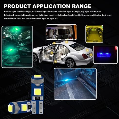 10PCS T5 LED Bulbs, Instrument Cluster Bulbs, T5 37 2721 PC37 Canbus Error Free Dashboard Light Bulb, 3030 Chips Super Bright 12 Volt Replacement for Car Gauge Cluster Dome Map Lamp (White) in Kuwait