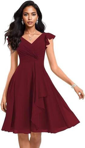 Short Chiffon Bridesmaid Dresses for Women V Neck Ruffles A Line Pleated Formal Evening Gowns AP49 in Saudi Arabia