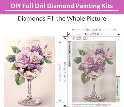 Heibago Flower Diamond Art Kits للبالغين ، 5D Drill Round Round Lotus Painting Gems مع لوحة الماس الكريستال ، ونقاط الماس الزهرة مثالية لديكور الجدار المنزلي 12x16inch in Kuwait