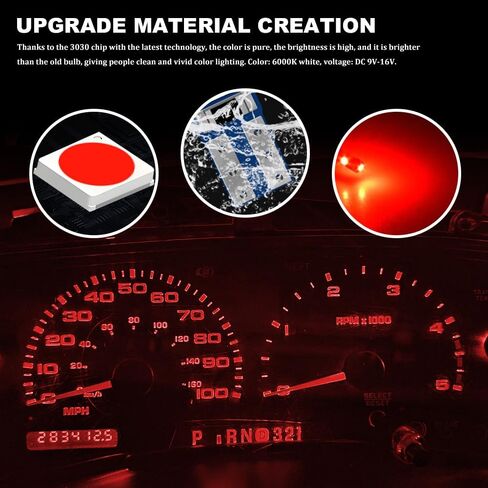 10PCS T5 LED Bulbs, Instrument Cluster Bulbs, T5 37 2721 PC37 Canbus Error Free Dashboard Light Bulb, 3030 Chips Super Bright 12 Volt Replacement for Car Gauge Cluster Dome Map Lamp (White) in Kuwait