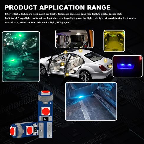 10PCS T5 LED Bulbs, Instrument Cluster Bulbs, T5 37 2721 PC37 Canbus Error Free Dashboard Light Bulb, 3030 Chips Super Bright 12 Volt Replacement for Car Gauge Cluster Dome Map Lamp (White) in Kuwait