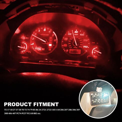 10PCS T5 LED Bulbs, Instrument Cluster Bulbs, T5 37 2721 PC37 Canbus Error Free Dashboard Light Bulb, 3030 Chips Super Bright 12 Volt Replacement for Car Gauge Cluster Dome Map Lamp (White) in Kuwait
