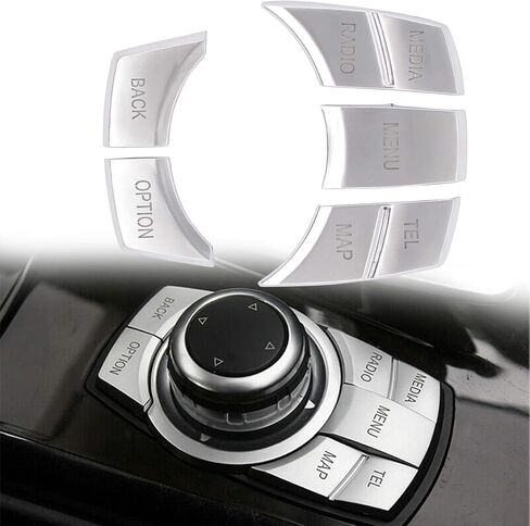 Newyall Silver Multimedia MultiM-7-Key-Key Control Cover Cover Cover Decoration Trim for BMW 2 3 4 5 6 X5 x6 Z4 I3 M Series 320i 528i 535i 550i 328d 328i 2014-2017 7-Butt in Saudi Arabia
