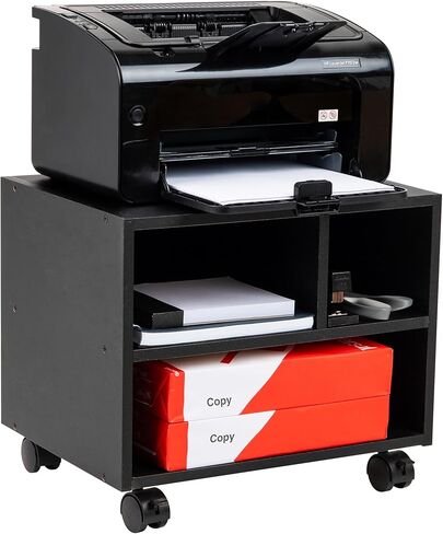 Mind Reader Rolling Printer Cart, Utility Cart, Printer Stand, Under Desk Storage, Office, 17.25"L x 13.5"W x 14.25"H, Black in Saudi Arabia