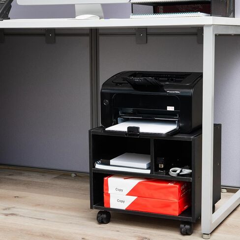 Mind Reader Rolling Printer Cart, Utility Cart, Printer Stand, Under Desk Storage, Office, 17.25"L x 13.5"W x 14.25"H, Black in Saudi Arabia