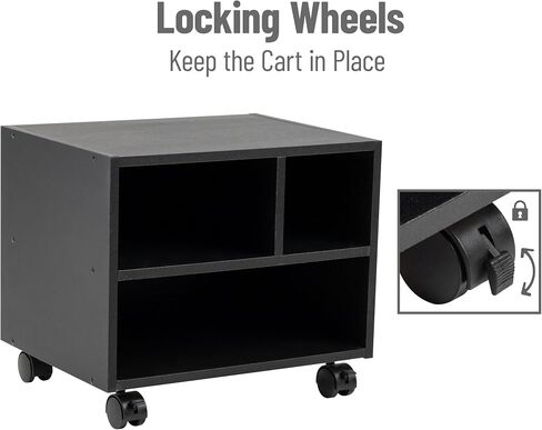 Mind Reader Rolling Printer Cart, Utility Cart, Printer Stand, Under Desk Storage, Office, 17.25"L x 13.5"W x 14.25"H, Black in Saudi Arabia