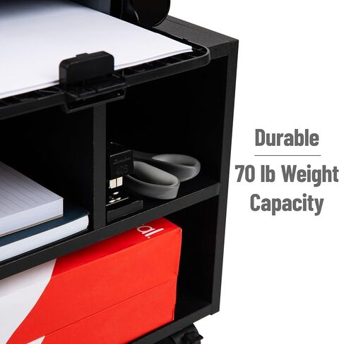 Mind Reader Rolling Printer Cart, Utility Cart, Printer Stand, Under Desk Storage, Office, 17.25"L x 13.5"W x 14.25"H, Black in Saudi Arabia