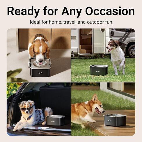 DownyPaws No Spill Water Bowl for Dogs,101oz/3L Slobber Stopper Stainless Steel, Slow Drinking Dog Water Bowl, No Mess Dog Water Dispenser Spill Proof, Dishwasher Safe, Black in Saudi Arabia