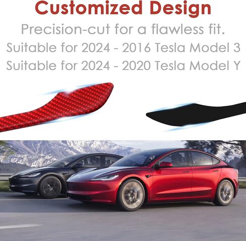 غلاف مقبض الباب متوافق مع Tesla Model 3 Model Y 2025 2024 2023 2022 2021 ألياف الكربون الملحقات الأبواب تغطي لوحة Decorting Decorting Decorting Decore (Silver) in Kuwait