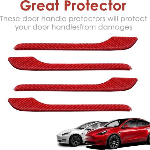 غلاف مقبض الباب متوافق مع Tesla Model 3 Model Y 2025 2024 2023 2022 2021 ألياف الكربون الملحقات الأبواب تغطي لوحة Decorting Decorting Decorting Decore (Silver) in Kuwait