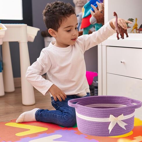 هدية فارغة سلة bowknot مع شرائط وأكياس القوس والهدية ، سلال هدية الطفل المزخرفة فارغة صغيرة منسوجة حبل الكلب سلة مع مقابض ، وردي in Kuwait