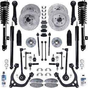 Detroit Axle - 34pc Brake Suspension Kit Brake Kit for Chrysler 300 Dodge Charger Front Control Arms Sway Bars Struts Replacement Rear Brake Rotors Brakes Pads Wheel Bearing Hubs Shock Absorbers in Saudi Arabia