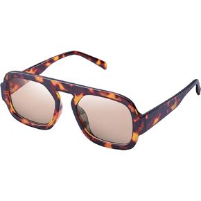 KesaPlan Trendy Square Aviator Sunglasses for Women, Vintage Flat Top Designer Shades Stylish Frame Sun Glasses in Kuwait