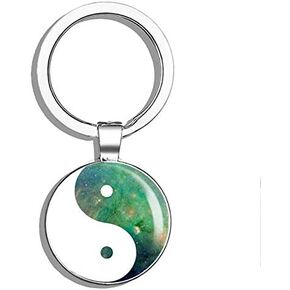 Yin Yang Round Round Steel Metal Key Chain Ring Ring Double Side Deisgn in Kuwait