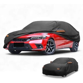 Car Cover Waterproof All Weather Sun Rain Protection Full Exterior Cover for Honda Civic Sedan 190T-PU Black with Left Side Zippers in Saudi Arabia