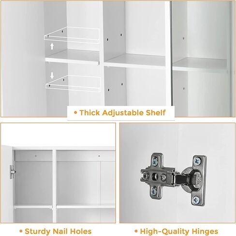 Medicine Cabinets Bathroom Mirror Cabinet with 3 Door 31.5x23.6 Inch Bathroom Wall Cabinet with Mirror Wall Mirror Storage Shelf with 3-Adjustable Shelves Storage Organizer Kitchen Cupboard,White in Saudi Arabia