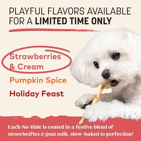 Earth Animal No-Hide Seasonal Stix Strawberries & Cream Recipe Natural Rawhide Alternative Dog & Cat Chews, 10 Count Pack of 1 in Kuwait