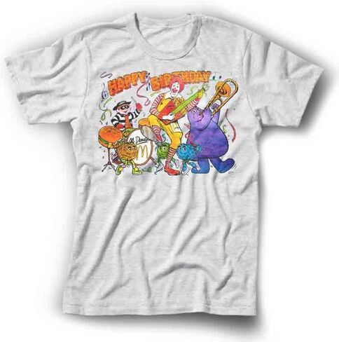 MC Happy Birthday Ronalds Band 1988 Style T -Shirt - Grimace Hamburglar Fry Guys - Women Men Girl Boy Boy Youth Top Top (5/6T ، Toddler ، Gray/Silver) in Kuwait