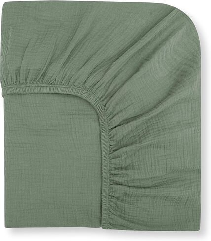 100% Organic Cotton Muslin Fitted Crib Sheet - Fits Standard Crib and Toddler Bed Mattress Size -Stone - Nora's Nursery in Kuwait
