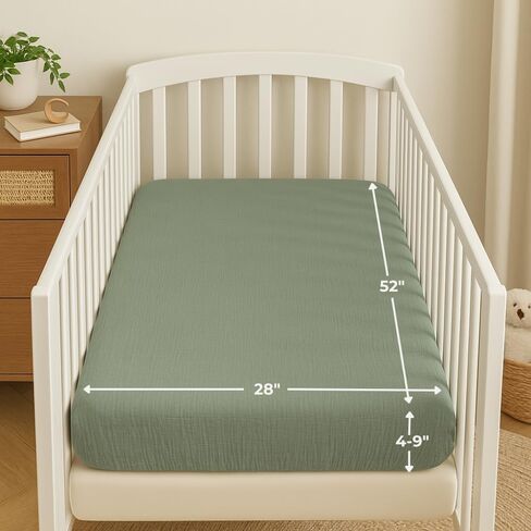 100% Organic Cotton Muslin Fitted Crib Sheet - Fits Standard Crib and Toddler Bed Mattress Size -Stone - Nora's Nursery in Kuwait