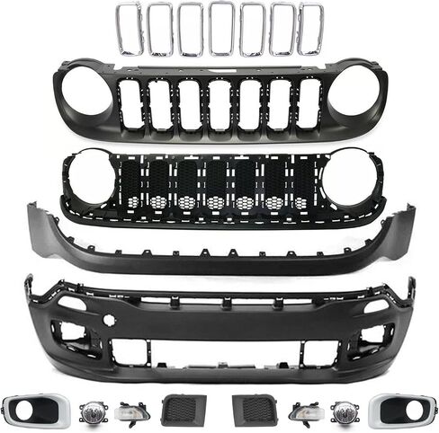 Renegade Front Bumper Cover Kit Compatible with 2015 2016 2017 2018 Je-ep Renegade 1.4L 2.4L W/Grille Upper Grill & Fog Lights - Full Body Set in Saudi Arabia