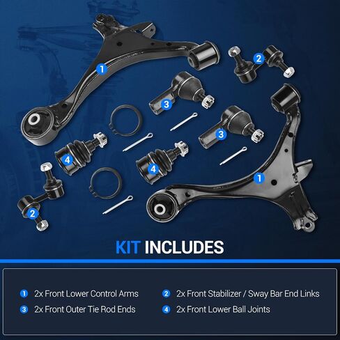 Autoround Front Suspension Kit Lower Control Arm w/Ball Joint Compatible with Honda Civic 2001-2005, 8pcs - 2 Contrl Arms 2 Ball Joints 2 Tie Rods 2 Sway Bar Links in Saudi Arabia