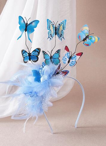 قبعة الفراشة للنساء - 2025 Derby Flower Fascinator Hpeather Tea Hats Butterfly Beadband للحفلة in Kuwait