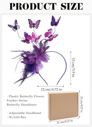 قبعة الفراشة للنساء - 2025 Derby Flower Fascinator Hpeather Tea Hats Butterfly Beadband للحفلة in Kuwait
