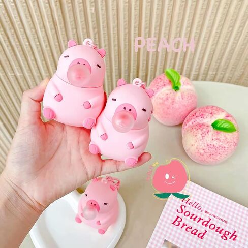 Pink Capybara keychain squeezable-who-blowering-سلسلة مفاتيح الإجهاد اللطيفة ، ملحقات متعة تململ لحقائب الظهر والمحافظ والمفاتيح-حامل مفتاح Capibara Kawaii رائعتين in Saudi Arabia