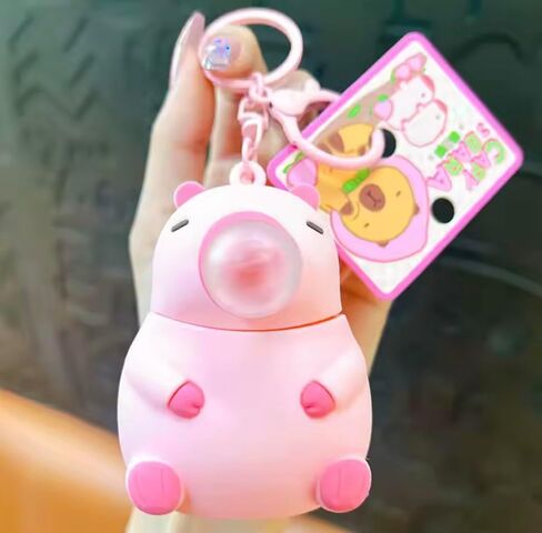 Pink Capybara keychain squeezable-who-blowering-سلسلة مفاتيح الإجهاد اللطيفة ، ملحقات متعة تململ لحقائب الظهر والمحافظ والمفاتيح-حامل مفتاح Capibara Kawaii رائعتين in Saudi Arabia