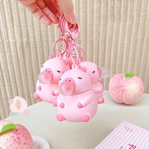 Pink Capybara keychain squeezable-who-blowering-سلسلة مفاتيح الإجهاد اللطيفة ، ملحقات متعة تململ لحقائب الظهر والمحافظ والمفاتيح-حامل مفتاح Capibara Kawaii رائعتين in Saudi Arabia