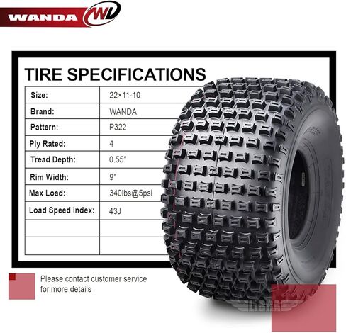 Wanda One New ATV Tyre 22x11-10 22x11x10 Dimple Knobby 4PR - 10030 in Saudi Arabia